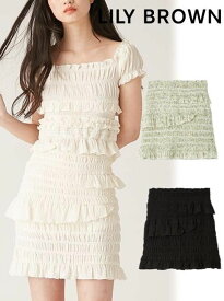 【即日出荷】(最終セール60%OFF) Lily Brown リリーブラウン シャーリングフリルミニスカート 25春夏 LWFS251186 タイトスカート ボトム【新作】 25sp
