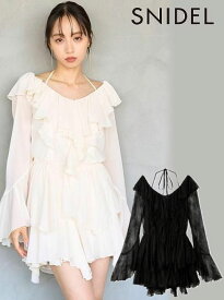 【即日出荷】(限定価格10%OFF&500円OFF) snidel スナイデル シフォンフリルミニコンビワンピース 25秋冬. SWFO255027 フレアワンピース 【新作】