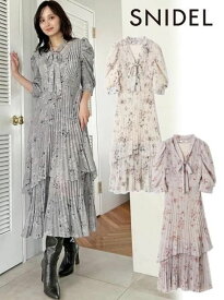【即日出荷】(限定価格10%OFF&500円OFF) snidel スナイデル Sustinaプリーツプリントワンピース 25秋冬. SWFO255038 フレアワンピース【新作】