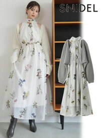 【即日出荷】(限定価格10%OFF&500円OFF) snidel スナイデル Susフラワーモチーフワンピース×ボレロ 25秋冬. SWNO255090 フレアワンピース 【新作】