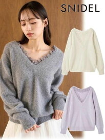 【即日出荷】(限定価格10%OFF&500円OFF) snidel スナイデル フォックス衿レースプルオーバー 25秋冬. SWNT255015 ニットトップス 　トップス【新作】