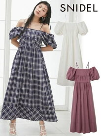 【即日出荷】(期間限定10%OFF&500円OFFクーポン) snidel スナイデル オフショルパフスリワンピ 25春夏.　SWFO254019 フレアワンピース 【新作】