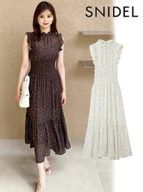 【即日出荷】(期間限定10%OFF&500円OFFクーポン) snidel スナイデル ノースリーブプリントワンピ 25春夏. SWFO254024 フレアワンピース 【新作】