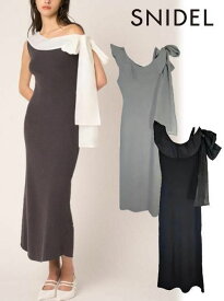 【即日出荷】(最終セール20%OFF) snidel スナイデル ワンショルリボンニットワンピ 25春夏. SWNO254026 タイトワンピース 【新作】オケージョン25ss 25sp