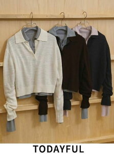 �y�����o�ׁz TODAYFUL �g�D�f�C�t�� Layered Polo Knit�� 26�t�� 12610508 �j�b�g�g�b�v�X �g�b�v�X 26�t��s�󒍉� �g�c�十 ���C���[�h�|���j�b�g �Z�b�g �J���o���y�V��z