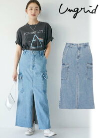 【即日出荷】(ファイナルセール60%OFF) Ungrid アングリッド ワークデザインスリットデニムスカート 24春夏 112420819401 ロング・マキシスカート 　24春夏デニムボトム　24春夏デニム 24sp