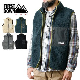 【50%OFF 半額 セール】【14,300→7,150】FIRST DOWN ファーストダウン ボアフリース ベスト メンズ ジャケット 大きいサイズ フリースジャケット 男女兼用 アメカジ カジュアル 暖 あったか アウトドア 秋服 冬服ヒース F742016 S/M/L/XL 20代 30代 40代 50代 60代