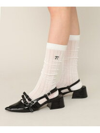 リボンワンポイントSOX Heather ヘザー 靴下・レッグウェア 靴下 ホワイト ブラック[Rakuten Fashion]