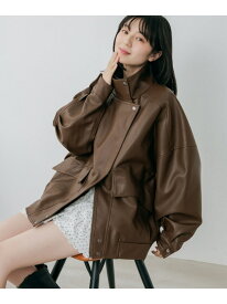 【SALE／55%OFF】フェイクレザーBIGライダースブルゾン Heather ヘザー ジャケット・アウター ライダースジャケット ブラウン ブラック ホワイト【RBA_E】【送料無料】[Rakuten Fashion]