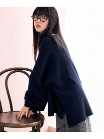 【WEB限定】スウェットライクBIGニット Heather ヘザー トップス ニット グレー ネイビー【送料無料】[Rakuten Fashion]