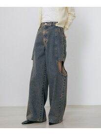 【SALE／20%OFF】【ウエストサイドボタンで自由にフィット】2WAYスリットデニムパンツ Heather ヘザー パンツ ジーンズ・デニムパンツ ブルー グレー【RBA_E】【送料無料】[Rakuten Fashion]
