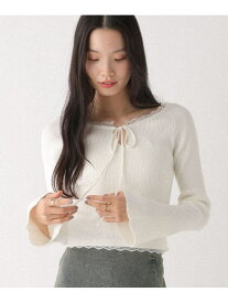 2WAYレーストリムニット Heather ヘザー トップス ニット ブラック ホワイト グレー【送料無料】[Rakuten Fashion]