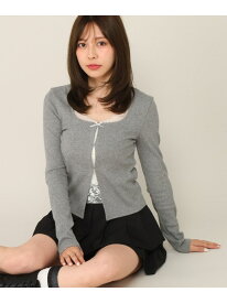 レースドッキングカットソー Heather ヘザー トップス カットソー・Tシャツ ブラック グレー ホワイト【送料無料】[Rakuten Fashion]