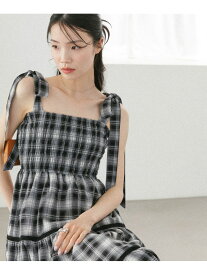 オンブレチェックリボンキャミワンピース Heather ヘザー ワンピース・ドレス ワンピース ネイビー ブラウン ブラック【送料無料】[Rakuten Fashion]