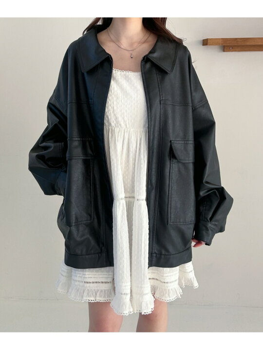 楽天市場】【新色入荷】フェイクレザーBIGブルゾン Heather ヘザー 
