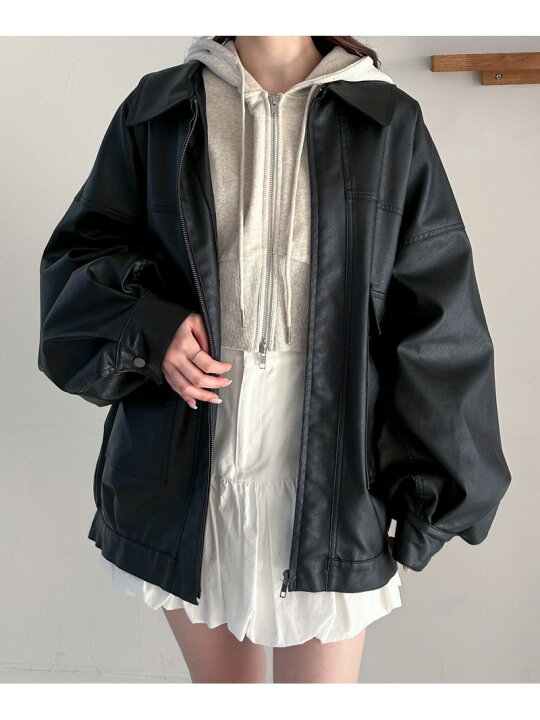 楽天市場】【新色入荷】フェイクレザーBIGブルゾン Heather ヘザー