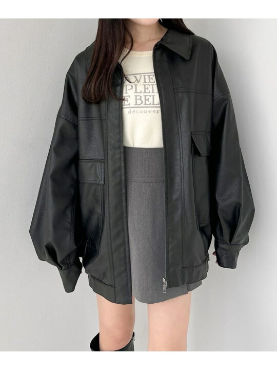 楽天市場】フェイクレザーBIGブルゾン Heather ヘザー ジャケット 