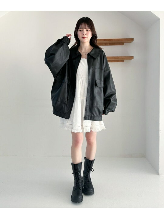 楽天市場】【新色入荷】フェイクレザーBIGブルゾン Heather ヘザー 