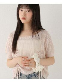 【SALE／64%OFF】透かし編みドロストニット(半袖) Heather ヘザー トップス ニット ピンク ブラック ホワイト グレー【RBA_E】[Rakuten Fashion]