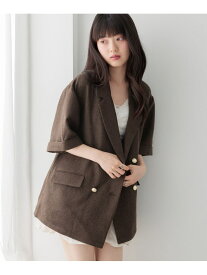 【SALE／55%OFF】アソートツイードジャケット(半袖) Heather ヘザー ジャケット・アウター テーラードジャケット・ブレザー ブラウン グレー【RBA_E】[Rakuten Fashion]