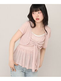 【SALE／55%OFF】リボンカットキャミソール/カーディガン2P Heather ヘザー トップス カットソー・Tシャツ ホワイト ピンク ブラウン【RBA_E】[Rakuten Fashion]