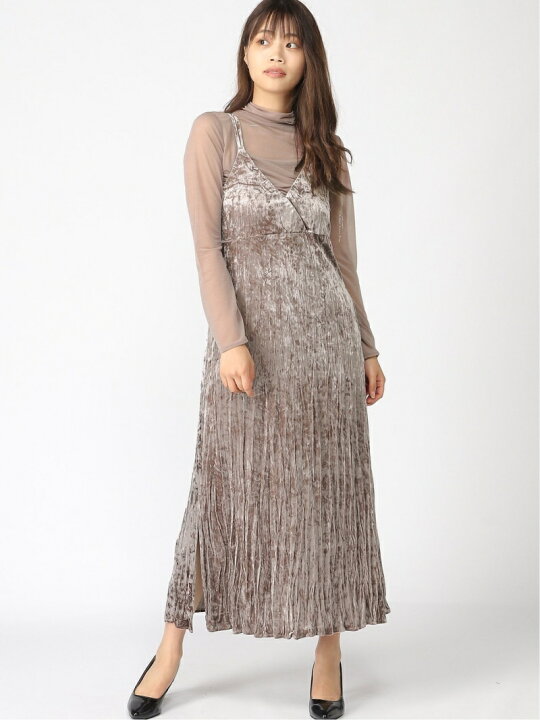 楽天市場 Sale 50 Off クラッシュベロアキャミワンピース Heather ヘザー ワンピース キャミワンピース グレー ブラウン ブルー Rba E Rakuten Fashion Heather ヘザー