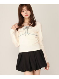 パイピングリボンカットソー Heather ヘザー トップス カットソー・Tシャツ ホワイト ブラック ブラウン【送料無料】[Rakuten Fashion]