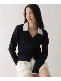 ダブルカラーケーブルニット Heather ヘザー トップス ニット ベージュ グレー ネイビー【送料無料】[Rakuten Fashion]