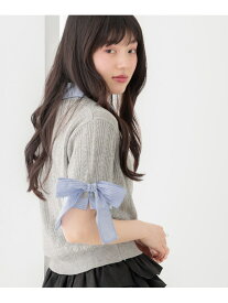 【SALE／37%OFF】ドッキングリボンニットプルオーバー Heather ヘザー トップス ニット グレー ホワイト ネイビー【RBA_E】【送料無料】[Rakuten Fashion]