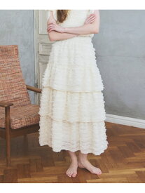 【SALE／55%OFF】アソートフリルチュールロングスカート Heather ヘザー スカート ロング・マキシスカート ホワイト【RBA_E】【送料無料】[Rakuten Fashion]