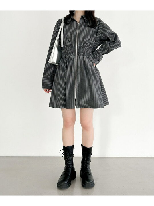 楽天市場】【SALE／50%OFF】ストライプZIPシャツワンピース Heather 