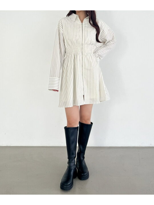 楽天市場】【SALE／50%OFF】ストライプZIPシャツワンピース Heather 