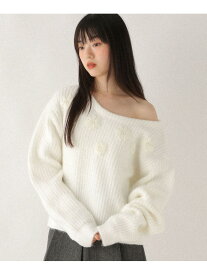【SALE／67%OFF】フラワーモチーフニット Heather ヘザー トップス ニット ブルー グレー ホワイト【RBA_E】[Rakuten Fashion]