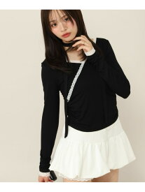 タイ付きレースシアーカットソー Heather ヘザー トップス カットソー・Tシャツ ホワイト ピンク ブラック【送料無料】[Rakuten Fashion]