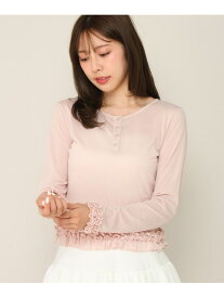 フリルヘムヘンリーネックTEE Heather ヘザー トップス カットソー・Tシャツ ピンク ホワイト ブラウン【送料無料】[Rakuten Fashion]