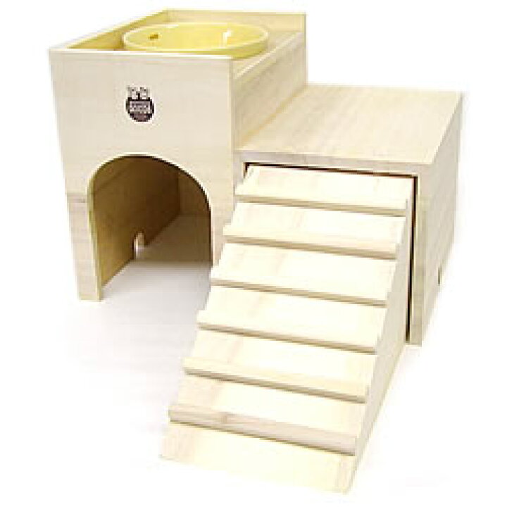 楽天市場 うさちゃんの２階でごはん ハウス 寝床 天然木 食器 エサ入れ 陶器 小動物 ウサギ モルモット チンチラ Marukan マルカン 小動物専門店ヘヴン