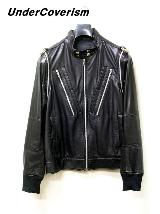 楽天市場】2【UunderCoverism LEATHER JACKET 7A271-B15 BLACK Purple  