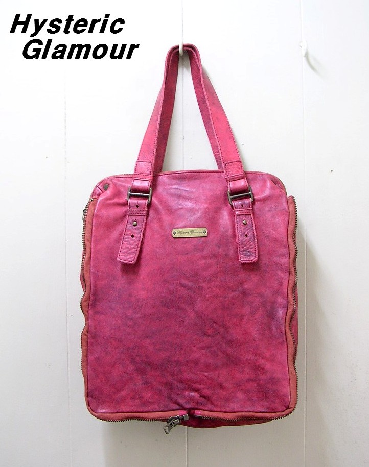 60 480 PINK【HYSTERIC GLAMOUR VINTAGE加工レザー2wayトートバッグ