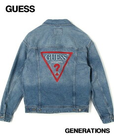 M【Guess [GENERATIONS x GUESS] TRIANGLE LOGO DENIM JACKET 【EXCLUSIVE ITEM】ジェネレーションズ x ゲス トライアングル ロゴ デニム ジャケット Gジャン】