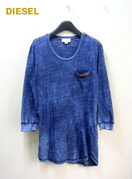 M【DIESEL ディーゼル 7分袖Tシャツ 7分袖カットソー インディゴブルー】【中古】 HEAVENS DIESEL ディーゼル 7分袖 tシャツ カットソー
