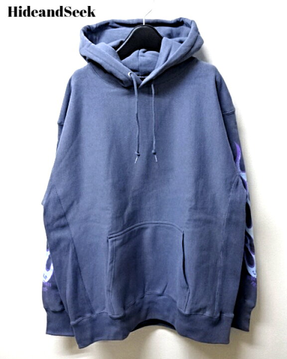 楽天市場】L【HIDEANDSEEK Flame Hooded Sweat Shirt ハイドアンド  