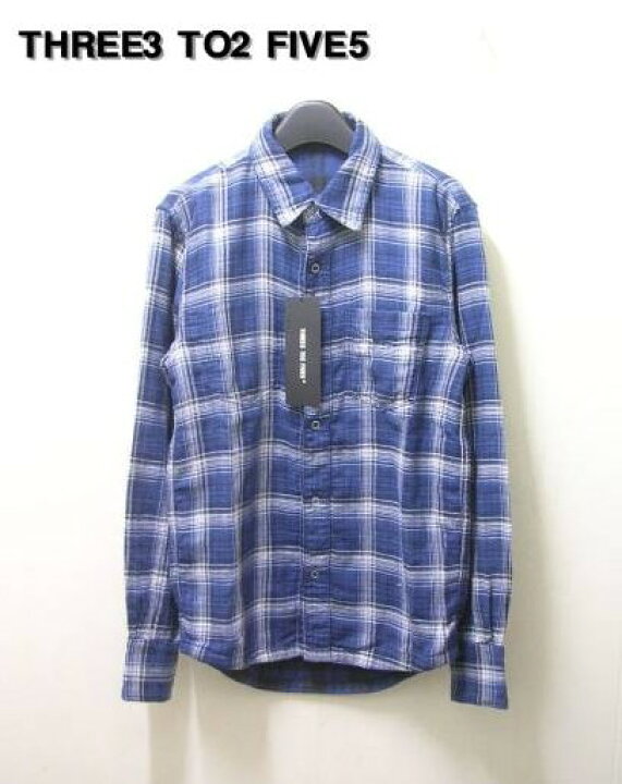 THREE3 TO2 FIVE5 リバーシブル シャツJKT BLUE L