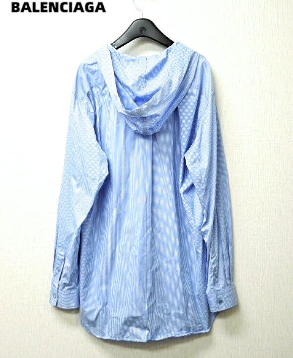 楽天市場 Men S 40 Balenciaga Hooded Shirt Twb05 バレンシアガ シャツ フードシャツ ストライプシャツ メンズ 中古 Heavens