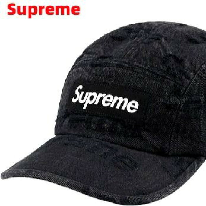 Black Supreme Frayed Logos Denim Camp Cap 2021ss Box Logo シュプリーム キャップ 黒 ブラック Product Details Japanese Proxy Shopping Service From Japan