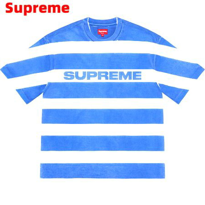 楽天市場】M【Supreme Printed Stripe S/S Top Bright Blue 21ss  