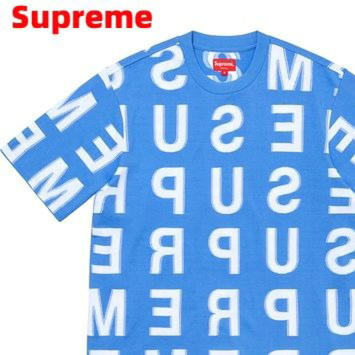 楽天市場】L【Supreme Intarsia Spellout S/S Top Bright Blue 21ss  