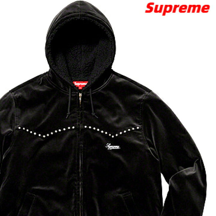 楽天市場】L【Supreme Studded Velvet Hooded Work Jacket Black  