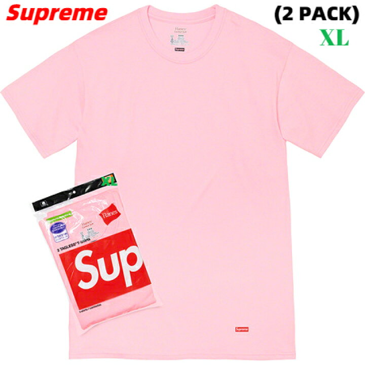 楽天市場】XL (2 PACK)【Supreme x Hanes Tagless Tees Pink  