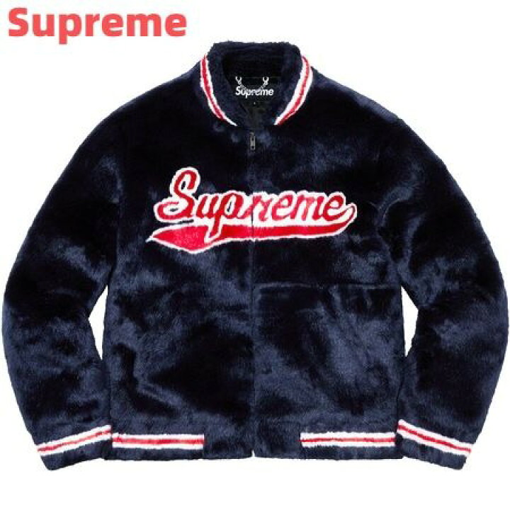 楽天市場】M【Supreme 2020SS Faux Fur Varsity Jacket Navy  