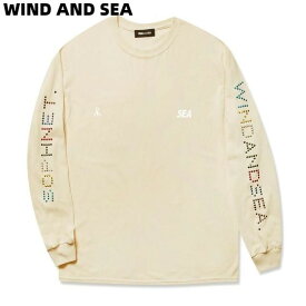 M【WIND AND SEA SOPHNET. × WDS (LINE STONE) L/S T-SHIRT / BEIGE (SPNT-03) WDS-SPNT-03 ソフネット X ウィンダンシー ロンTシャツ ライン ストーン ベージュ メンズ レディース 男女兼用 ユニセックス】